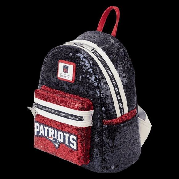 LOUNGEFLY NFL NEW ENGLAND PATRIOTS SEQUIN MINI BACKPACK NWT - Picture 2 of 6